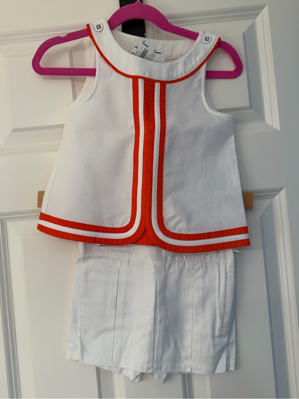 Janie and Jack White and Orange Girls Matching Set - Top & Skort